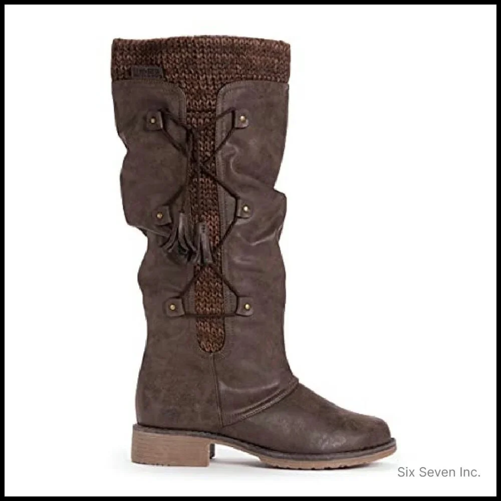 Knit Knee-High Boots Memory Foam Insole Water Resistant Chic Comfort